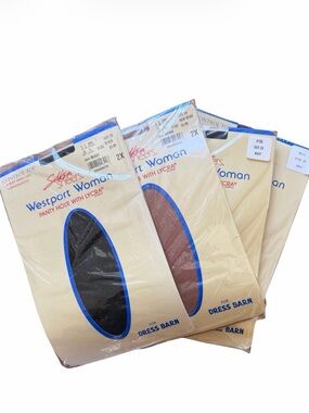 NWT 4 Pairs of Silken Sheers Westport Woman Sz 2X Beige, Black, 2 pr Navy Blue